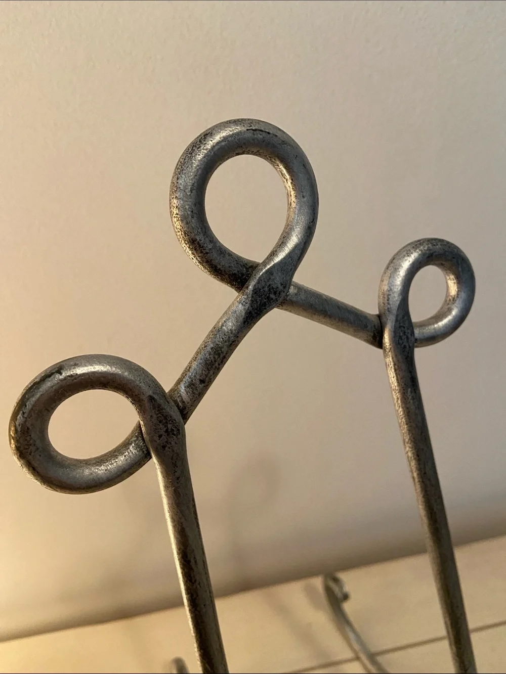 Wrought Iron Tabletop Easel Distressed Silver Farmhouse Cottagecore